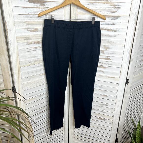 J. JILL Women's 8 Petite Pull On Ponte Knit Trouser Pant Straight Leg Navy Blue - Picture 4 of 9